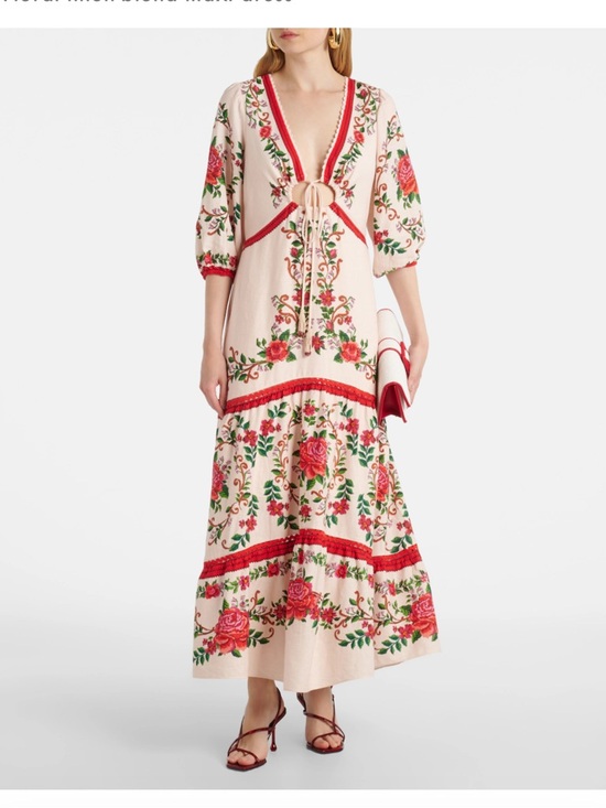 FARM Rio Dresses & Skirts - FARM Rio Pink Maxi Dress with Red Floral Embroidery. Never worn